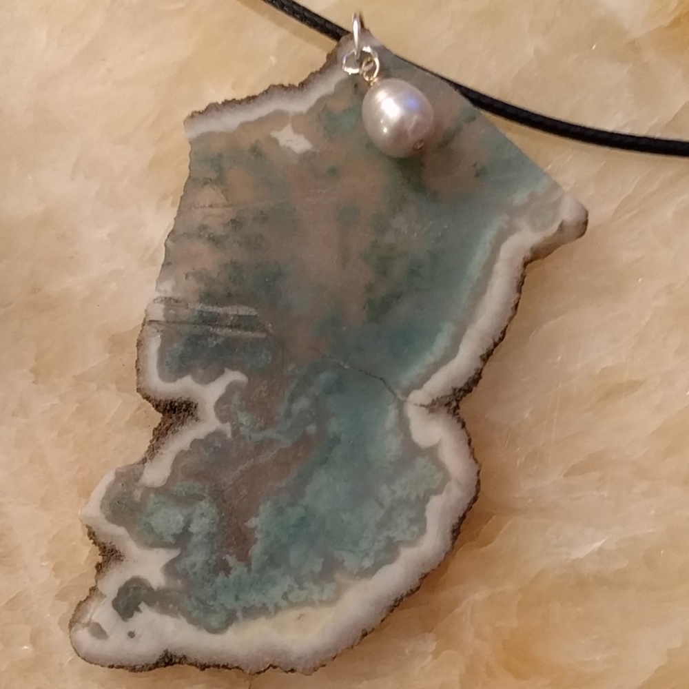 Moss Agate + Pearl Necklace